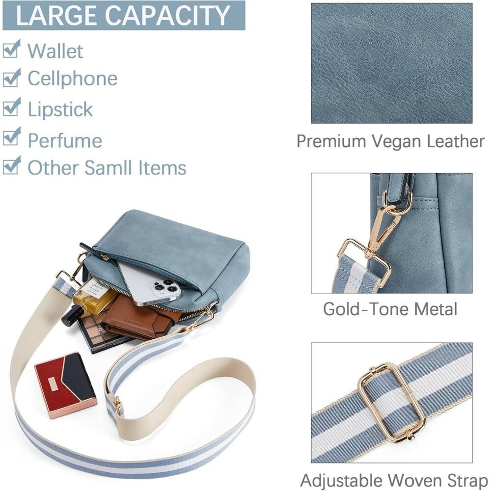Small Designer Crossbody 1-light Blue Bag Women Cell Phone Purse Shoulder Wallet - Picture 4 of 7